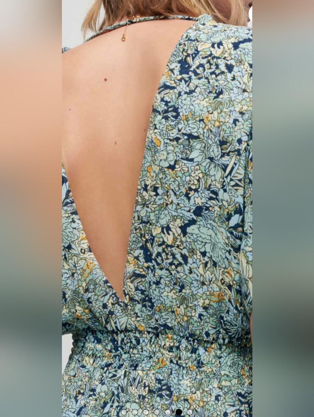 Maje Dress, NEW! Size Large (40FR), Blue Floral Print, Handkerchief Hem - Picture 8 of 16